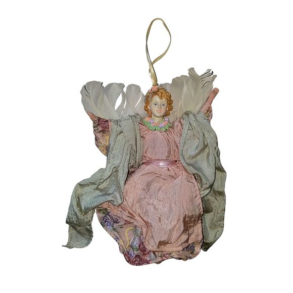Vintage 80’s Porcelain Victorian Winged Feathers Angel Doll Ornament 7.50” *FLAW - Picture 2 of 4